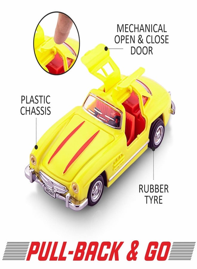 Shinsei Classics S Series - Vintage Yellow Classic Car | Pull-Back Toy with Falcon Wing Doors | Collectible Model - Image 3